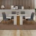 Conjunto de Mesa Retangular com Tampo de Vidro Off White e 4 Cadeiras Doha Veludo Chumbo