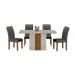 Conjunto de Mesa Retangular com Tampo de Vidro Off White e 4 Cadeiras Doha Veludo Chumbo