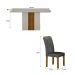 Conjunto de Mesa Retangular com Tampo de Vidro Off White e 4 Cadeiras Doha Veludo Chumbo