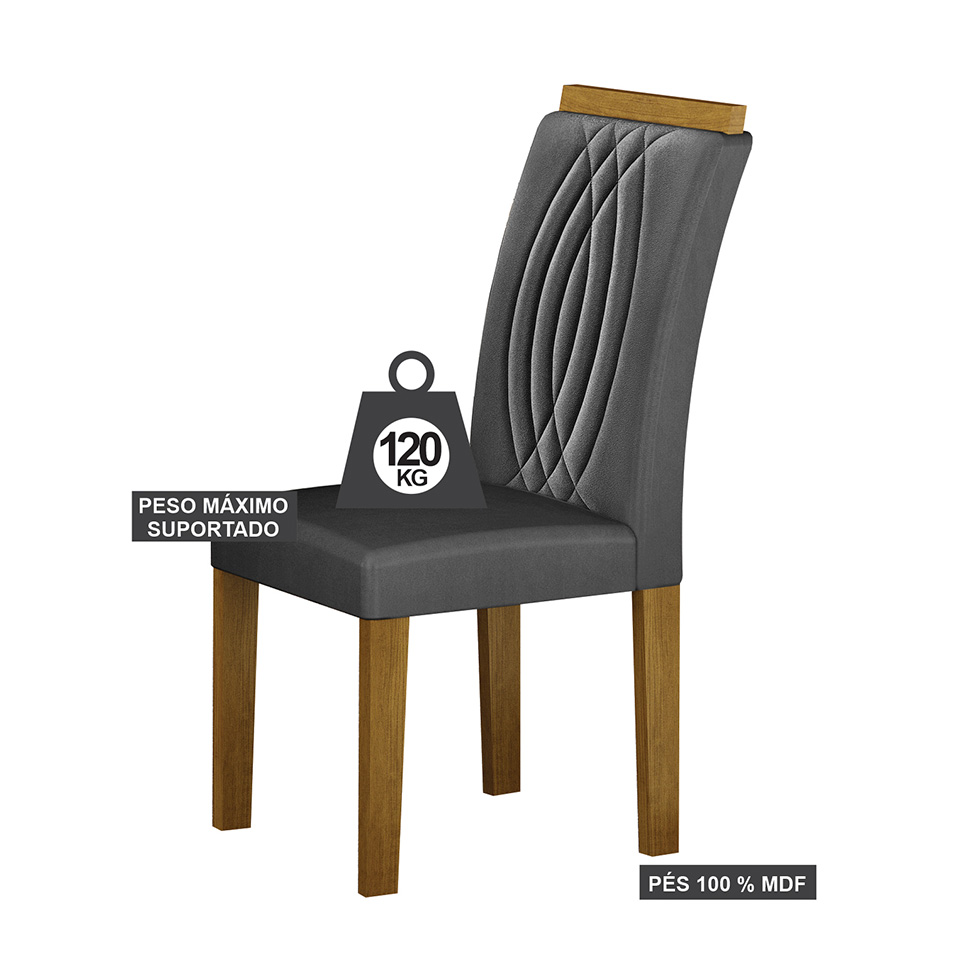 Conjunto de Mesa Retangular com Tampo de Vidro Off White e 4 Cadeiras Doha Veludo Chumbo