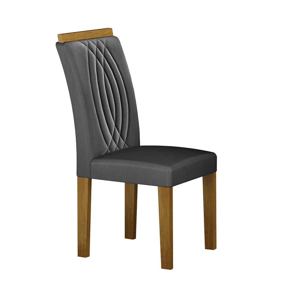 Conjunto de Mesa Retangular com Tampo de Vidro Off White e 4 Cadeiras Doha Veludo Chumbo
