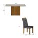 Conjunto de Mesa Retangular com Tampo de Vidro Off White e 4 Cadeiras Doha Veludo Chumbo e Freijó