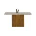 Conjunto de Mesa Retangular com Tampo de Vidro Off White e 4 Cadeiras Doha Veludo Chumbo e Freijó