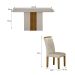 Conjunto de Mesa Retangular com Tampo de Vidro Off White e 4 Cadeiras Doha Veludo Palha