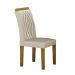 Conjunto de Mesa Retangular com Tampo de Vidro Off White e 4 Cadeiras Doha Veludo Palha