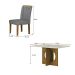 Conjunto de Mesa Retangular com Tampo de Vidro Off White e 4 Cadeiras Lorena Plus Linho Cinza e Freijó