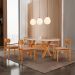Conjunto de Mesa Retangular com Tampo de Vidro Off White e 6 Cadeiras Cecília Linho Atacama e Cinamomo