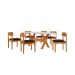 Conjunto de Mesa Retangular com Tampo de Vidro Off White e 6 Cadeiras Cecília Linho Preto e Cinamomo