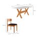 Conjunto de Mesa Retangular com Tampo de Vidro Off White e 6 Cadeiras Cecília Linho Preto e Cinamomo