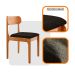 Conjunto de Mesa Retangular com Tampo de Vidro Off White e 6 Cadeiras Cecília Linho Preto e Cinamomo