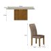 Conjunto de Mesa Retangular com Tampo de Vidro Off White e 6 Cadeiras Doha Veludo Bege e Freijó