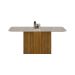 Conjunto de Mesa Retangular com Tampo de Vidro Off White e 6 Cadeiras Doha Veludo Bege e Freijó