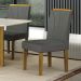 Conjunto de Mesa Retangular com Tampo de Vidro Off White e 6 Cadeiras Lorena Plus Camurça Chumbo e Freijó