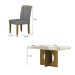 Conjunto de Mesa Retangular com Tampo de Vidro Off White e 6 Cadeiras Lorena Plus Linho Cinza e Freijó