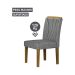 Conjunto de Mesa Retangular com Tampo de Vidro Off White e 6 Cadeiras Lorena Plus Linho Cinza e Freijó