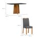 Conjunto de Mesa Retangular com Tampo de Vidro Preto Anitta e 4 Cadeiras Mariah Poliéster Cinza e Ypê