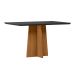 Conjunto de Mesa Retangular com Tampo de Vidro Preto Anitta e 4 Cadeiras Mariah Poliéster Nude e Ypê
