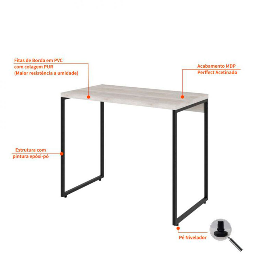 Conjunto de Mesa Studio Bege com Cadeira de Escritório Diretor Giratória Charles Preta