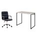 Conjunto de Mesa Studio Bege com Cadeira de Escritório Secretária Giratória Fitz Preta