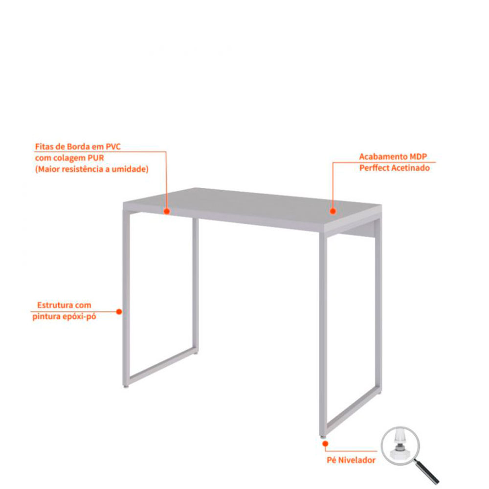 Conjunto de Mesa Studio Branca com Cadeira de Escritório Diretor Giratória Charles Preta