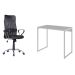 Conjunto de Mesa Studio Branca com Cadeira de Escritório Diretor Giratória Vancouver Preta