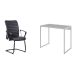 Conjunto de Mesa Studio Branca com Cadeira de Escritório Interlocutor Fixa Oslo Preta