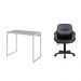 Conjunto de Mesa Studio Branca com Cadeira de Escritório Secretária Giratória Clean Preta