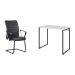 Conjunto de Mesa Studio Branca e Preta com Cadeira de Escritório Interlocutor Fixa Oslo Preta