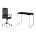 Conjunto de Mesa Studio Carvalho Dark e Branca com Cadeira de Escritório Diretor Giratória Vancouver Preta