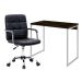 Conjunto de Mesa Studio Carvalho Dark e Branca com Cadeira de Escritório Secretária Giratória Fitz Preta