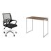 Conjunto de Mesa Studio Carvalho e Branca com Cadeira de Escritório Secretária Giratória New Java Preta