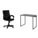 Conjunto de Mesa Studio Marrom Escuro com Cadeira de Escritório Diretor Giratória Charles Preta