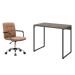 Conjunto de Mesa Studio Marrom Escuro com Cadeira de Escritório Secretária Giratória Fitz Marrom