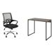 Conjunto de Mesa Studio Marrom Escuro com Cadeira de Escritório Secretária Giratória New Java Preta