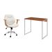 Conjunto de Mesa Studio Mel com Cadeira de Escritório Diretor Giratória Antonella Branca