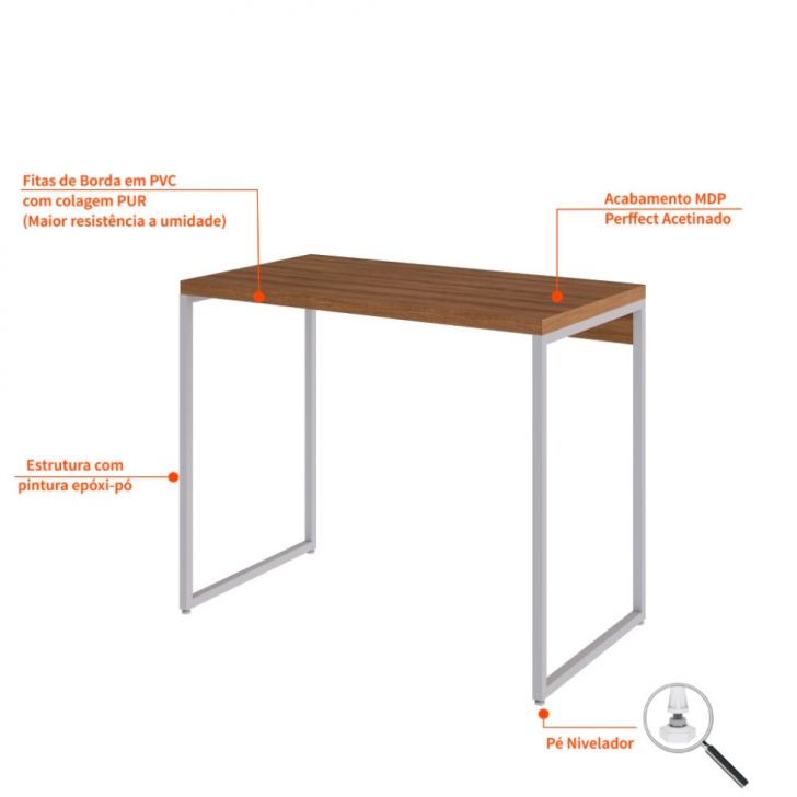 Conjunto de Mesa Studio Mel com Cadeira de Escritório Diretor Giratória Antonella Branca