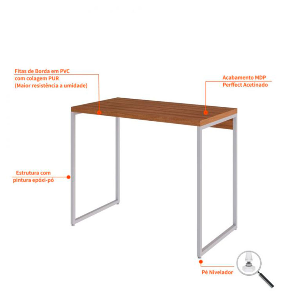 Conjunto de Mesa Studio Mel e Branca com Cadeira de Escritório Diretor Giratória Charles Preta