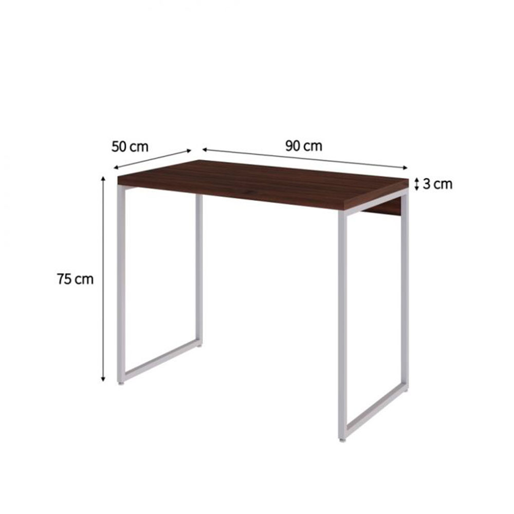 Conjunto de Mesa Studio Nogal e Branca com Cadeira de Escritório Diretor Giratória Charles Preta