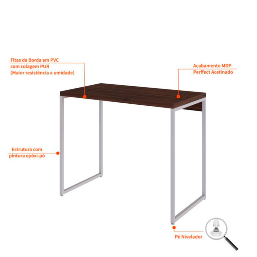 Conjunto de Mesa Studio Nogal e Branca com Cadeira de Escritório Diretor Giratória Charles Preta