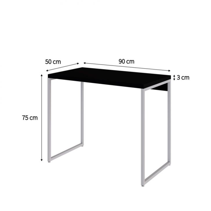 Conjunto de Mesa Studio Preta e Branca com Cadeira de Escritório Diretor Giratória Antonella Branca
