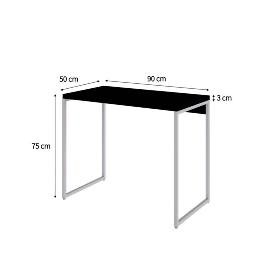 Conjunto de Mesa Studio Preta e Branca com Cadeira de Escritório Diretor Giratória Charles Preta