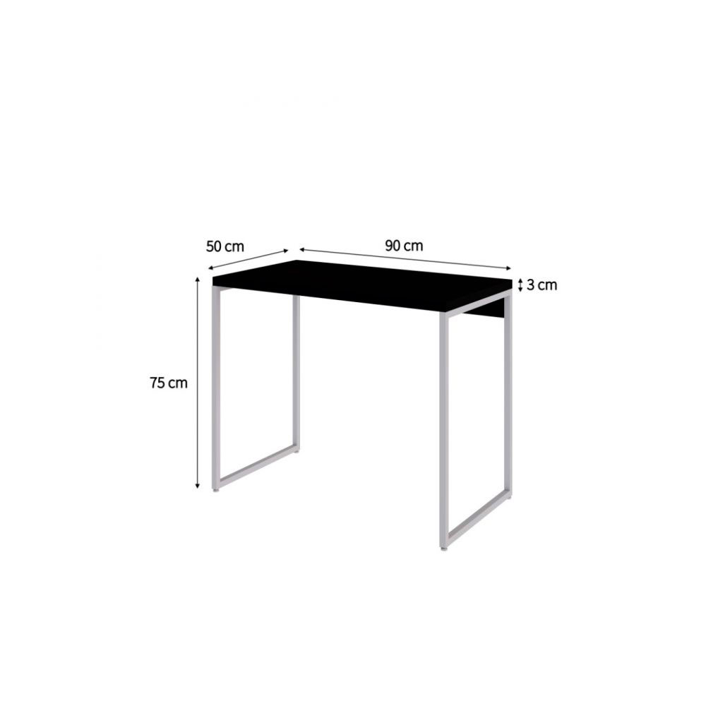 Conjunto de Mesa Studio Preta e Branca com Cadeira de Escritório Secretária Giratória Clean Preta