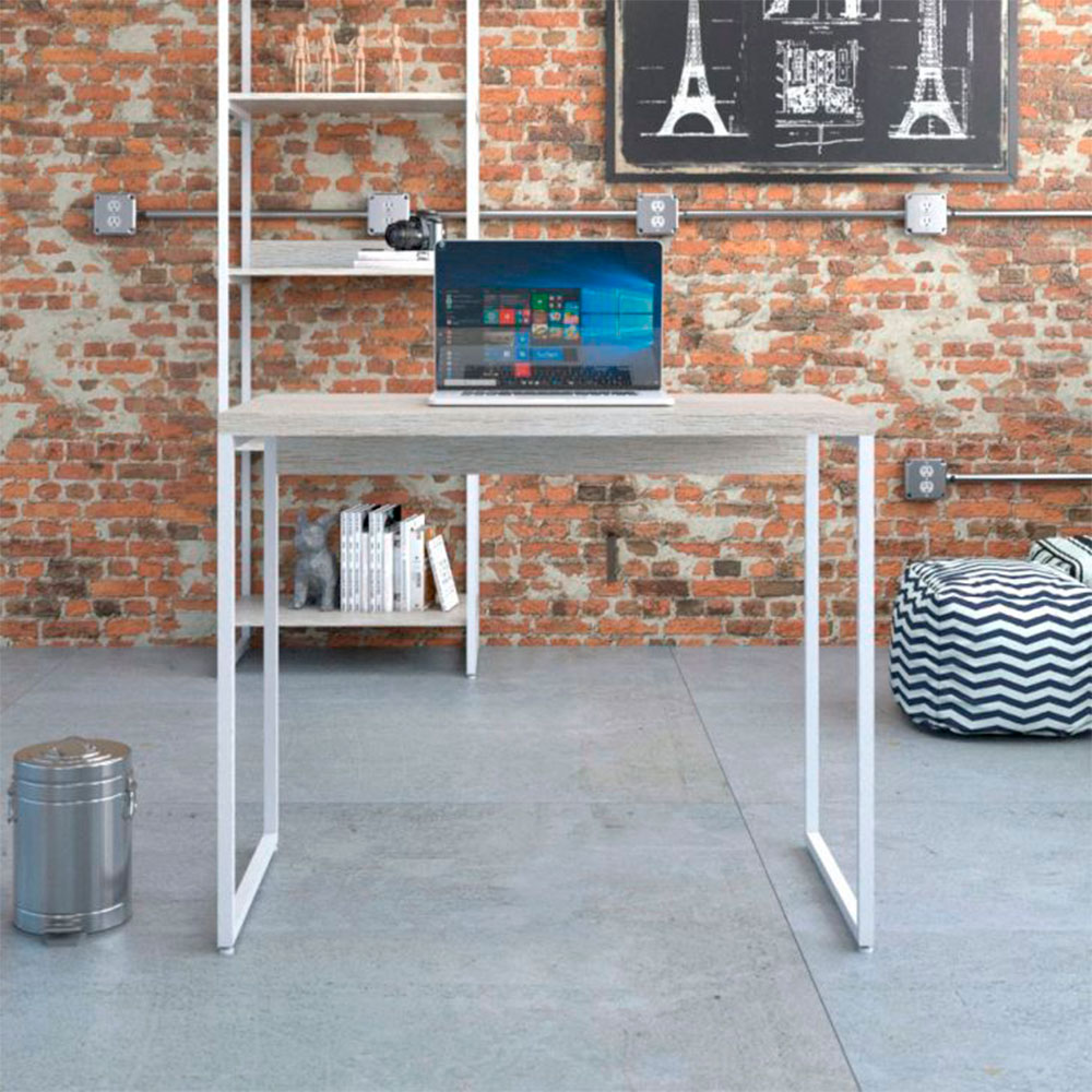 Conjunto de Mesa Studio Snow e Branca com Cadeira de Escritório Diretor Giratória Charles Preta
