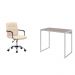 Conjunto de Mesa Studio Snow e Branca com Cadeira de Escritório Secretária Giratória Fitz Bege