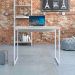 Conjunto de Mesa Studio Snow e Branca com Cadeira de Escritório Secretária Giratória Fitz Bege