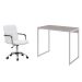 Conjunto de Mesa Studio Snow e Branca com Cadeira de Escritório Secretária Giratória Fitz Branca