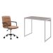 Conjunto de Mesa Studio Snow e Branca com Cadeira de Escritório Secretária Giratória Fitz Marrom