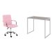 Conjunto de Mesa Studio Snow e Branca com Cadeira de Escritório Secretária Giratória Fitz Rosa