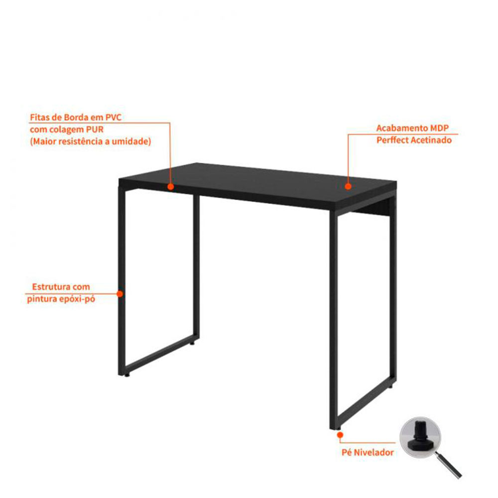 Conjunto de Mesa Studio com Cadeira de Escritório Diretor Giratória Charles Preta