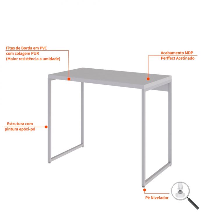 Conjunto de Mesa Studio com Cadeira de Escritório Diretor Giratória Lauren Branca